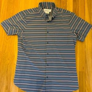 Mizzen + Main Men's Button Up Short Sleeve Shirt Striped XL Trim Fit Stretch